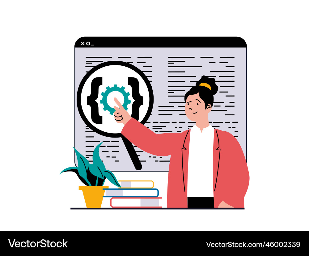 Programming software concept with character Programming software concept with character vector image