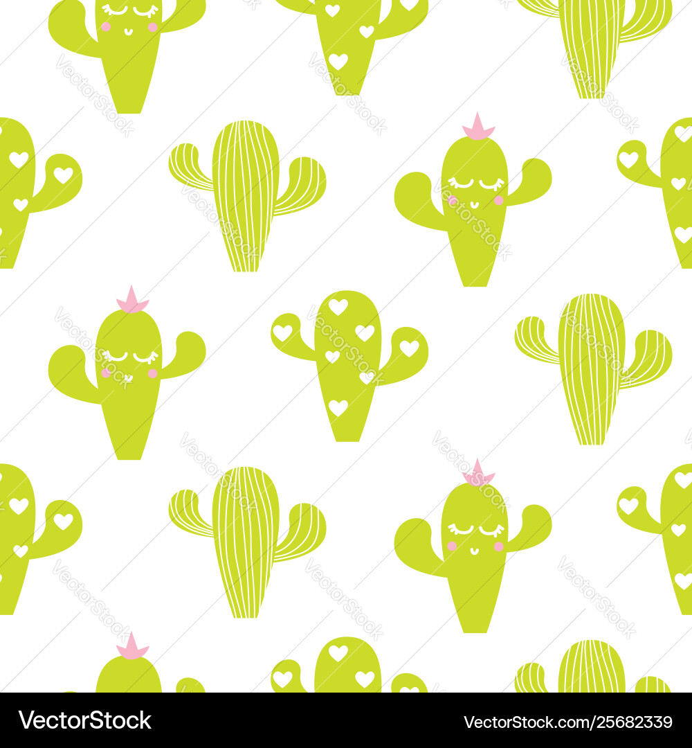 Seamless pattern with cactus fun print Seamless pattern with cactus fun print Vector Image