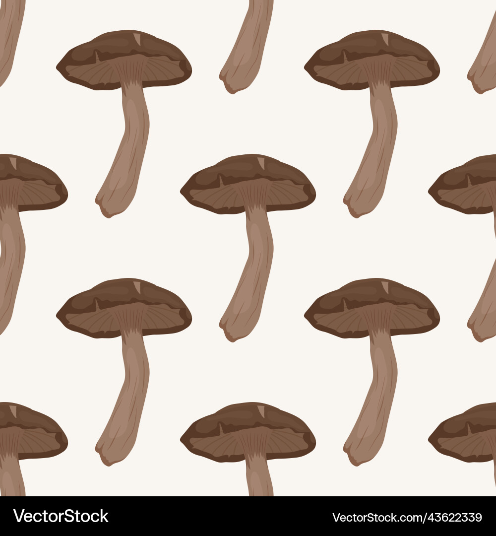 Seamless pattern with shiitake mushroom vector image