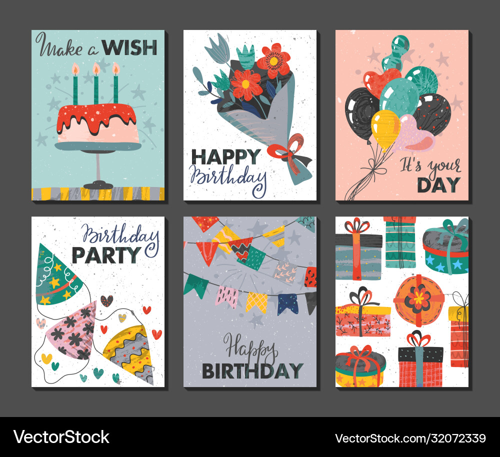Set beautiful colorful birthday invitation Set beautiful colorful birthday invitation vector image