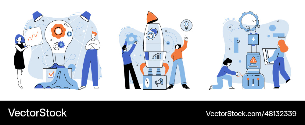 Team solving problems teamwork problem Vector Image