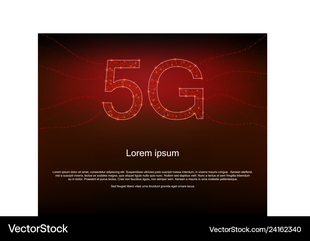 5G Red Polygon Background - Binary Code vector image