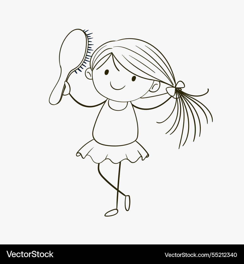 A joyful child brushing her long hair A joyful child brushing her long hair vector image