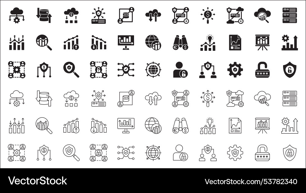 Business data statistic and security related icon Business data statistic and security related icon Vector Image
