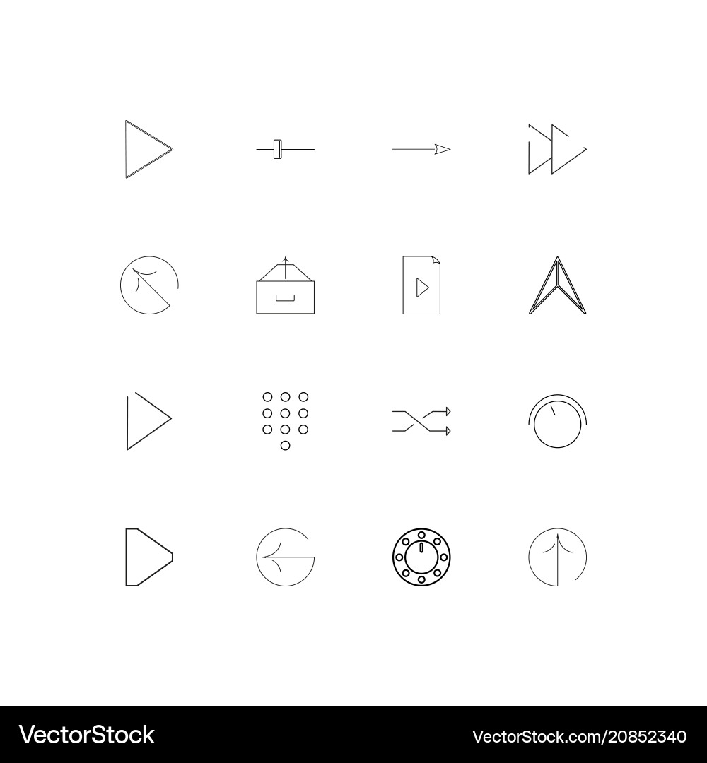 Buttons linear thin icons set outlined simple Vector Image
