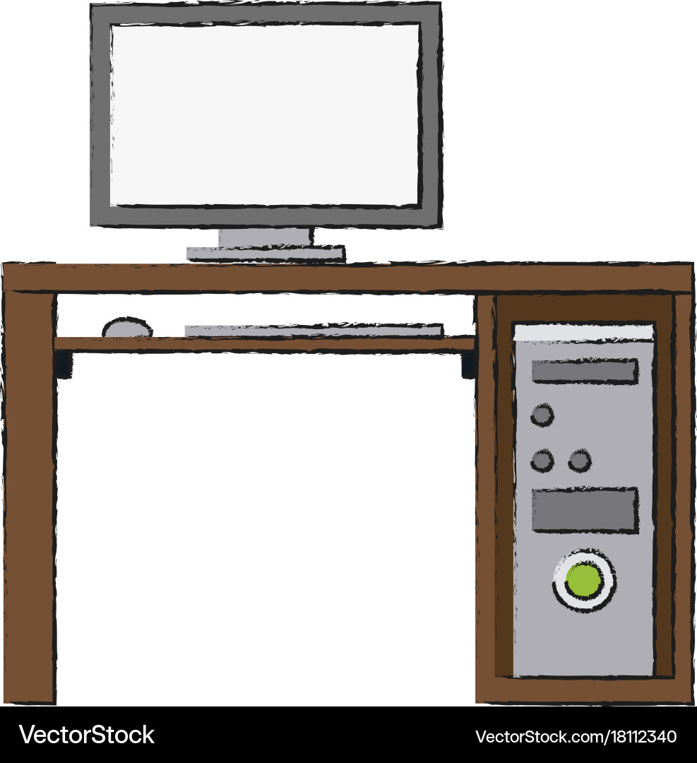 Computer with cpu vector image