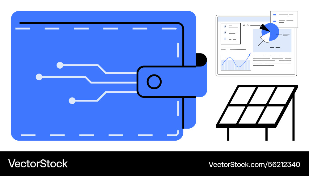 Digital wallet with circuit lines data analytics Vector Image