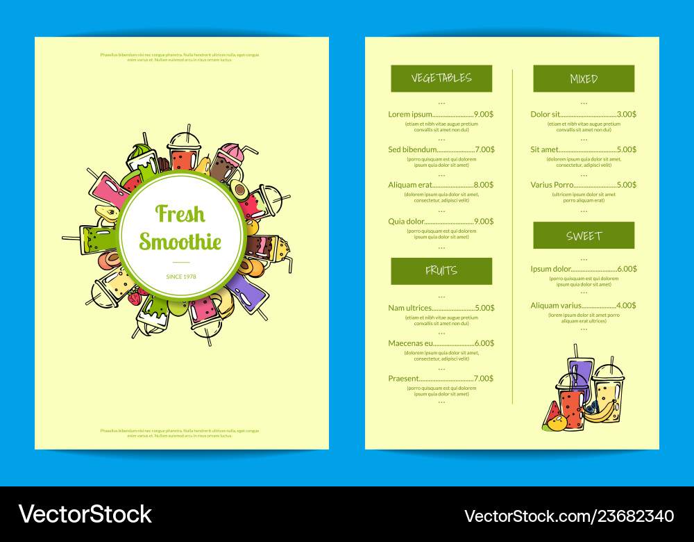 Doodle Smoothie Café oder Restaurantmenü Doodle Smoothie Café oder Restaurantmenü vektorbild