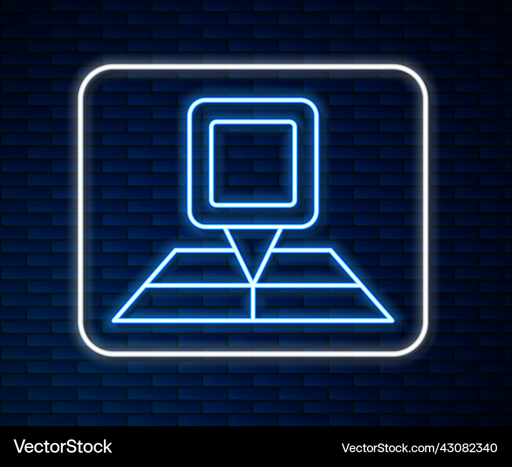 Glowing neon line folded map with location marker Glowing neon line folded map with location marker Vector Image