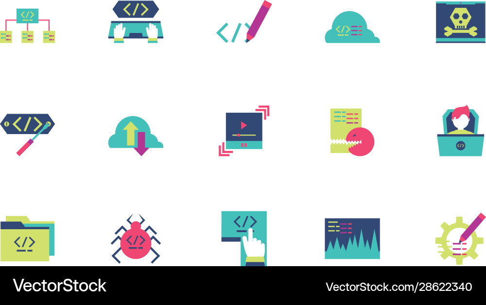 Isolated website code icon set design vector image