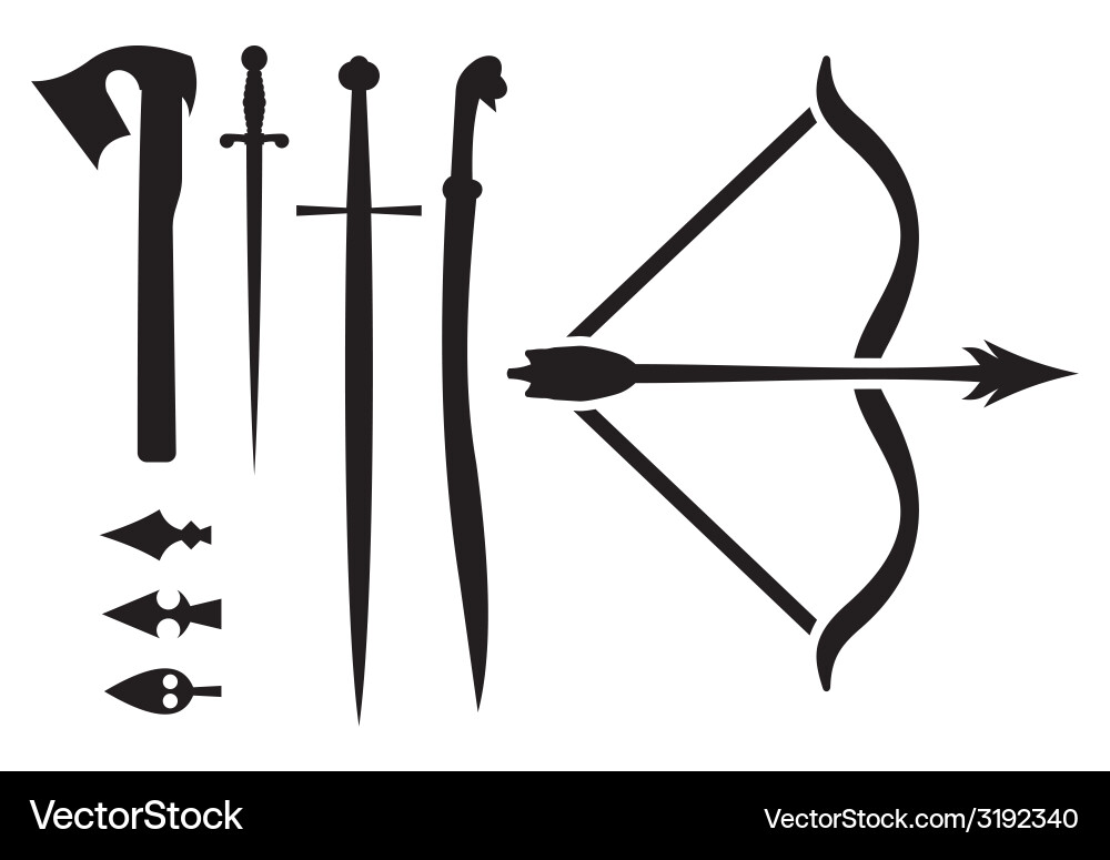 Medieval Weapon Icons Set vector image