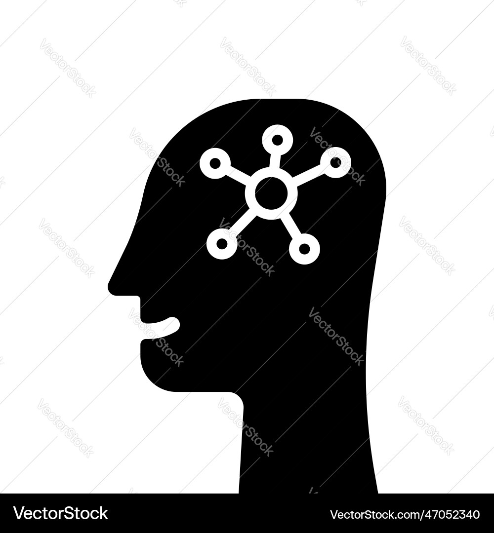 Mind map in head like cognitive function icon Mind map in head like cognitive function icon vector image