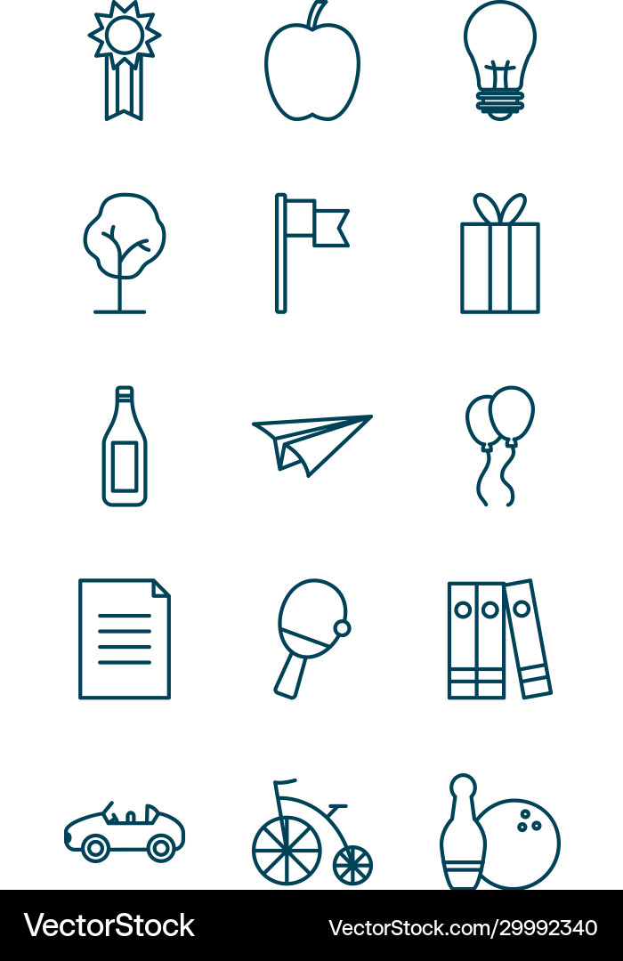 Objects line style icon set design Vector Image