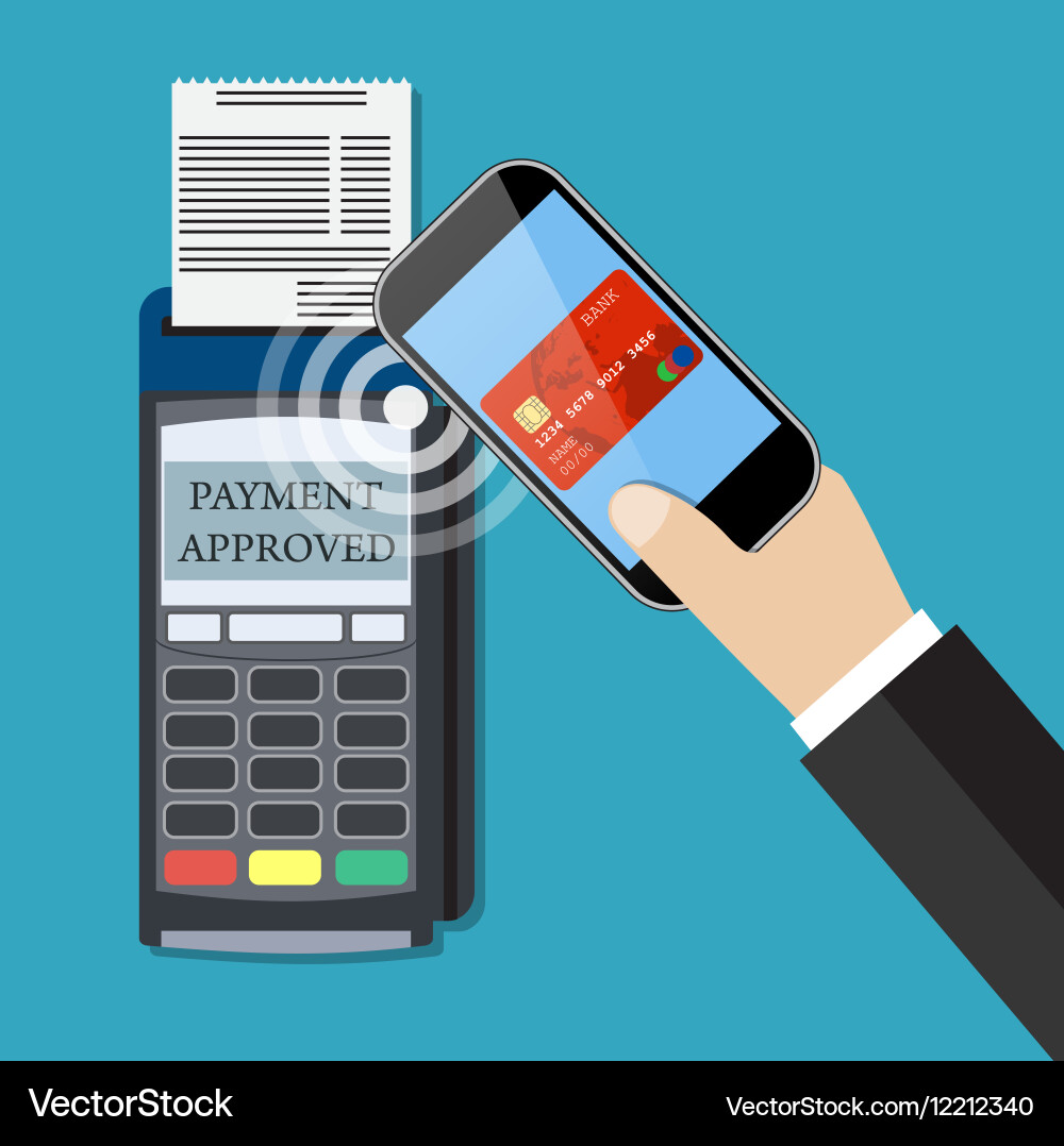 Payments using terminal and smartphone vector image