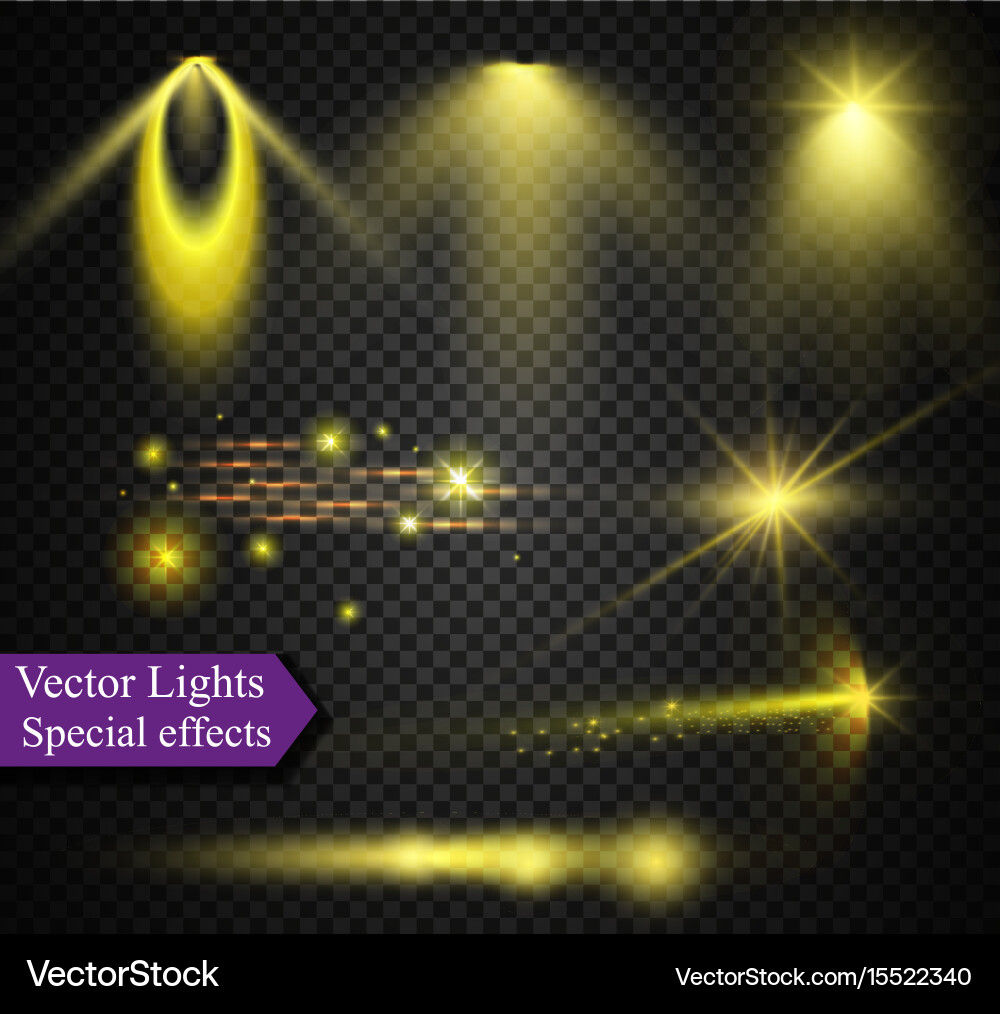 Realistic lens flare elements collection light Vector Image