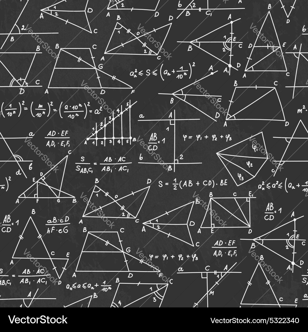 School seamless doodle pattern with math values vector image