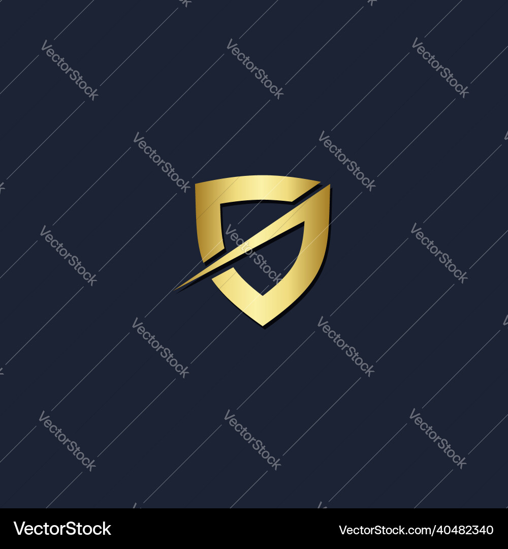 Shield shape abstract gold logo Royalty Free Vector Image
