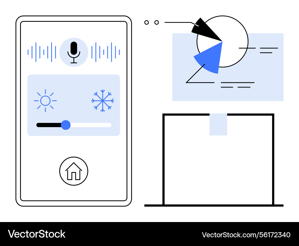 Smart home control interface with voice command vector image