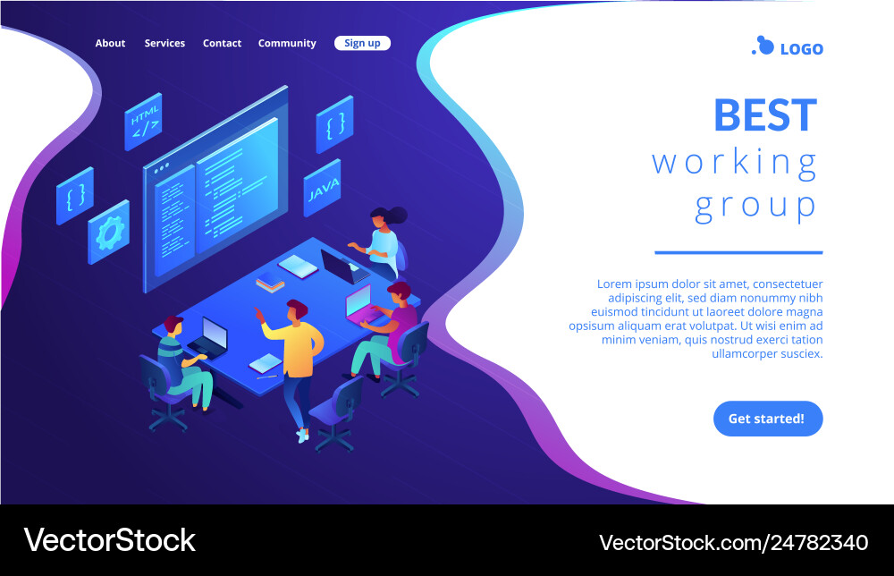 Software Development Team - Isometric 3D vector image