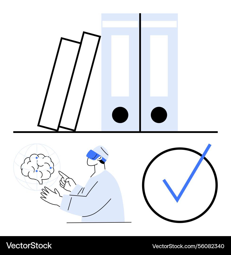 Virtual learning with augmented reality and brain Vector Image
