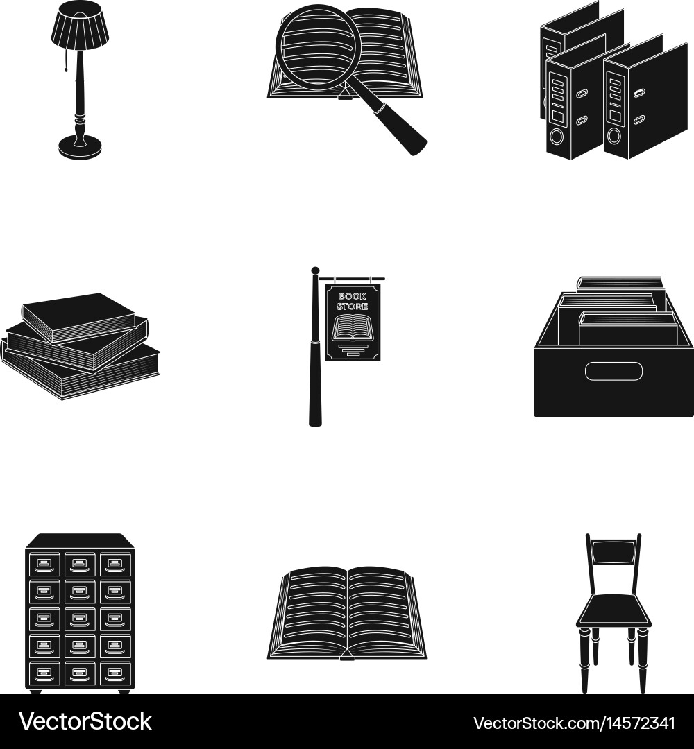 A set of icons with books seth about the library Vector Image