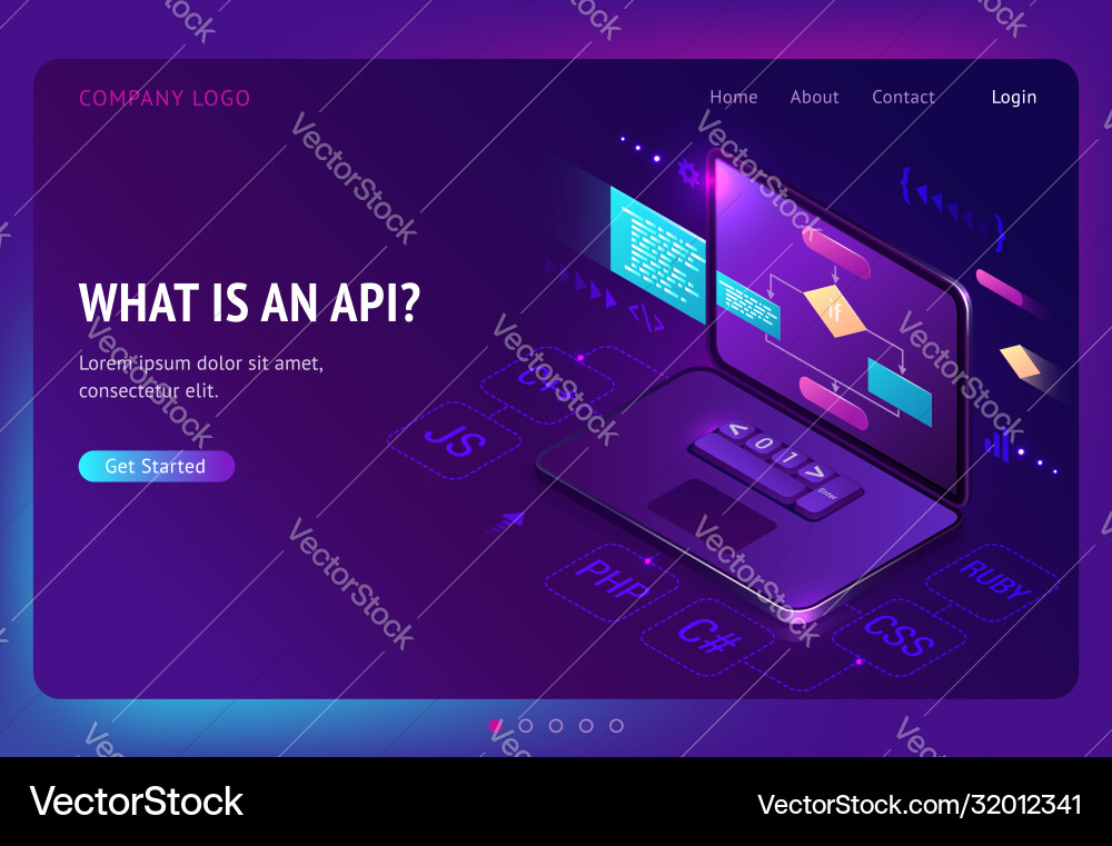 Api application programming interface isometric Api application programming interface isometric vector image