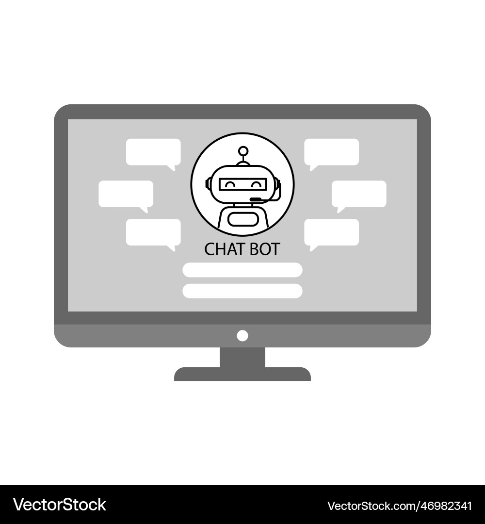 Artificial intelligence robot on computer screen Artificial intelligence robot on computer screen vector image