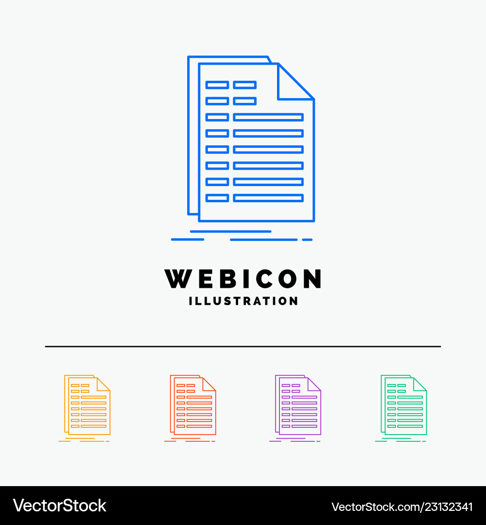 Bill excel file invoice statement 5 color line Bill excel file invoice statement 5 color line vector image