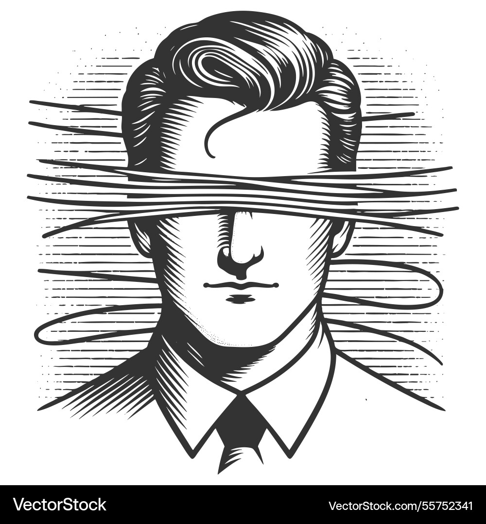 Blindfolded man with abstract lines Blindfolded man with abstract lines vector image