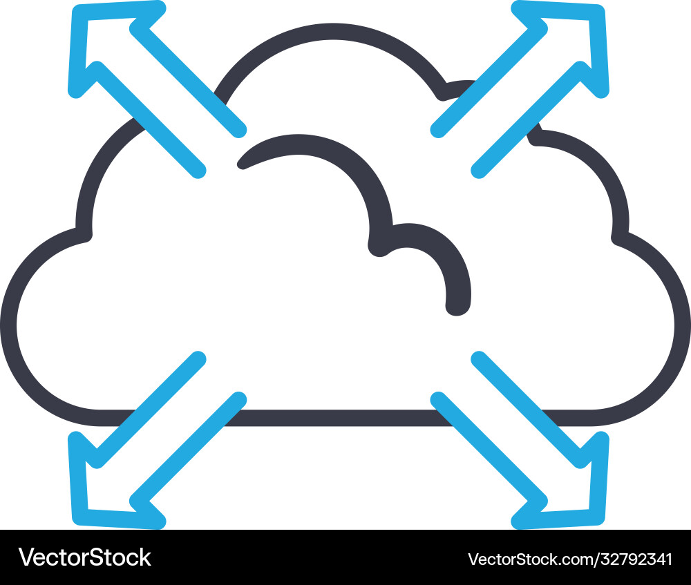 Cloud computing with arrows line style icon vector image