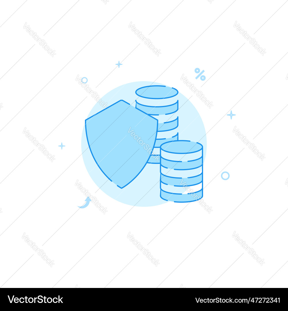 Coin stack with shield flat icon filled line Coin stack with shield flat icon filled line vector image