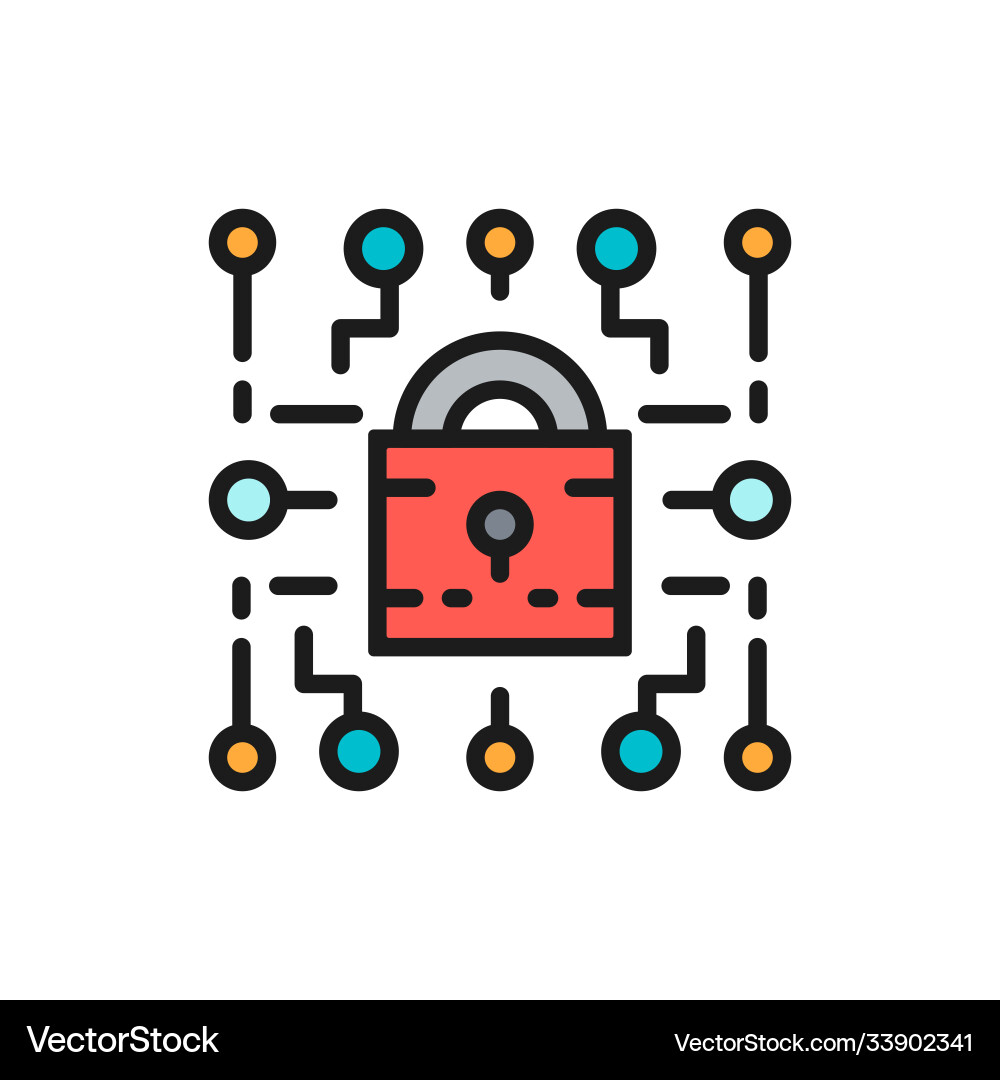 Cyber lock web security cryptography flat color Cyber lock web security cryptography flat color vector image