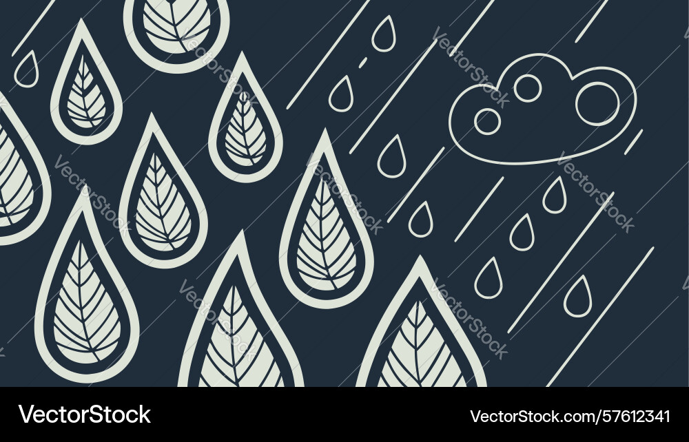 Dark raindrop and cloud seamless pattern design vector image