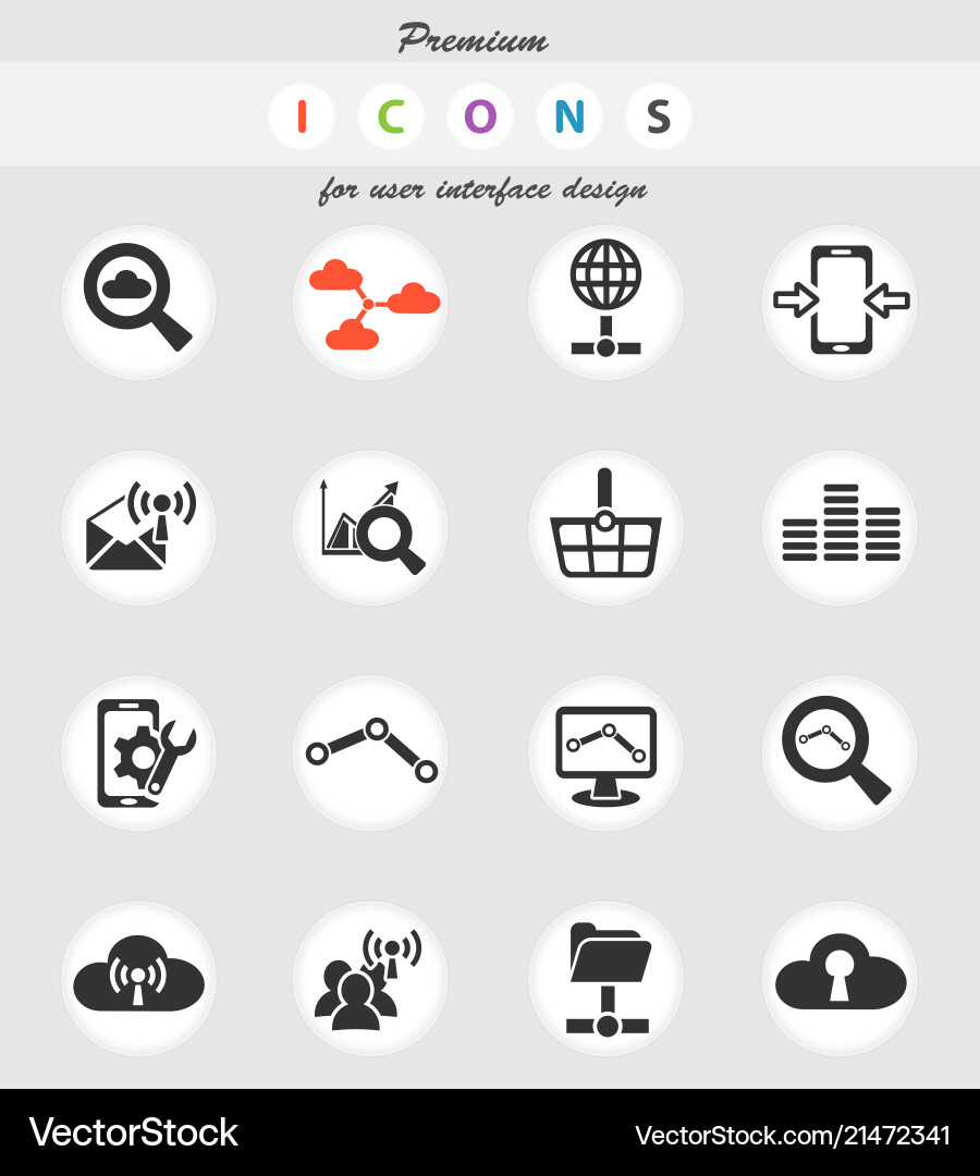 Data analytic and social network icon set Vector Image