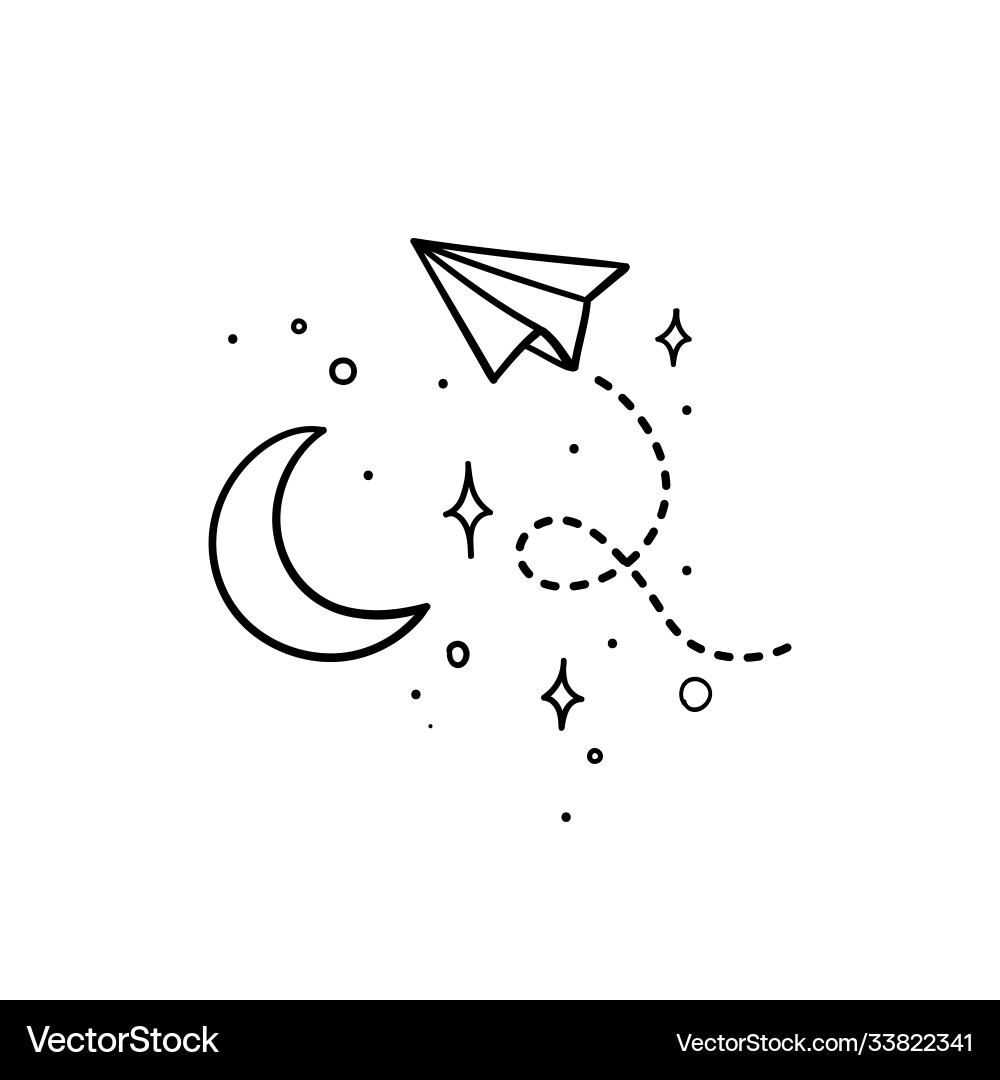 Doodle style paper plane with tracing line flying Vector Image
