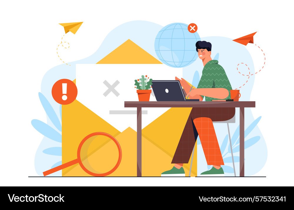 Email error message concept scene vector image