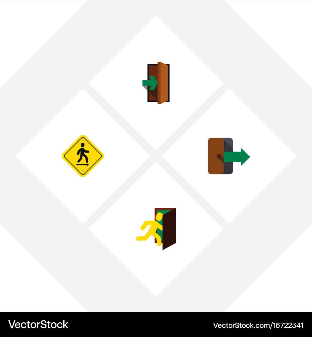 Flat icon exit set of open door directional vector image