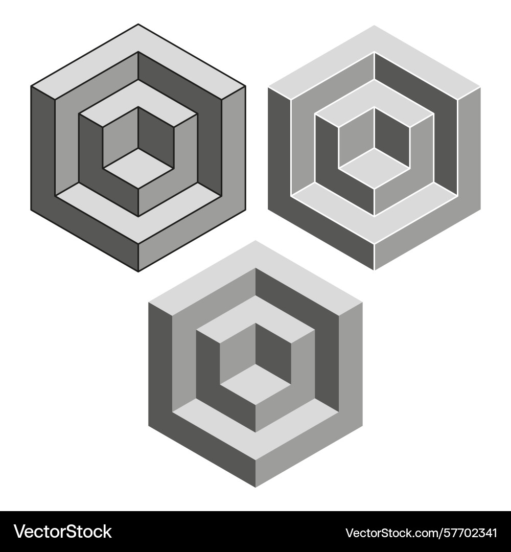Geometric hexagon shape optical cube abstract Geometric hexagon shape optical cube abstract vector image