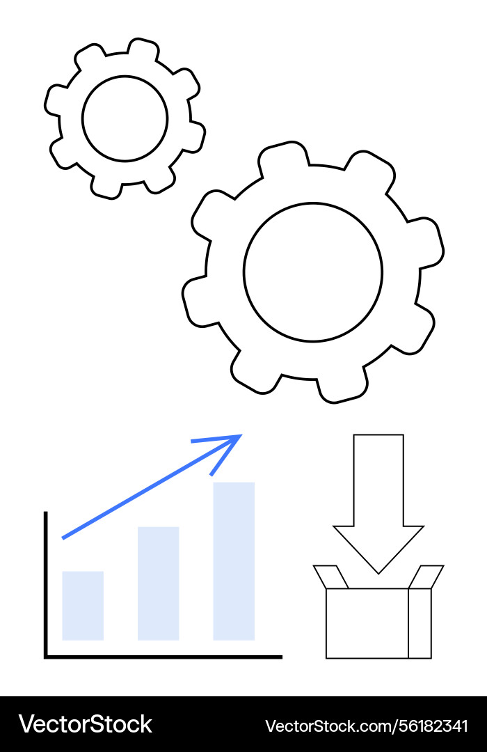 Getriebe und Diagramm mit Pfeil anzeigen Workflow Vektorbild