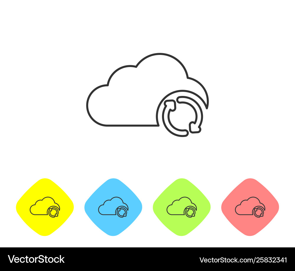 Grey cloud sync refresh line icon isolated Grey cloud sync refresh line icon isolated vector image