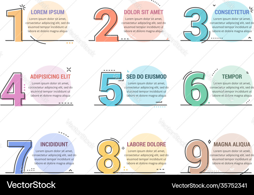 Linear numbers with place for your text Linear numbers with place for your text vector image
