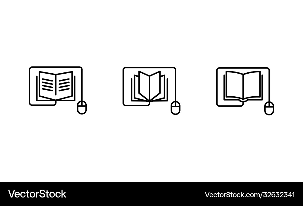 Mouse connected to a book icon set in line style Mouse connected to a book icon set in line style vector image