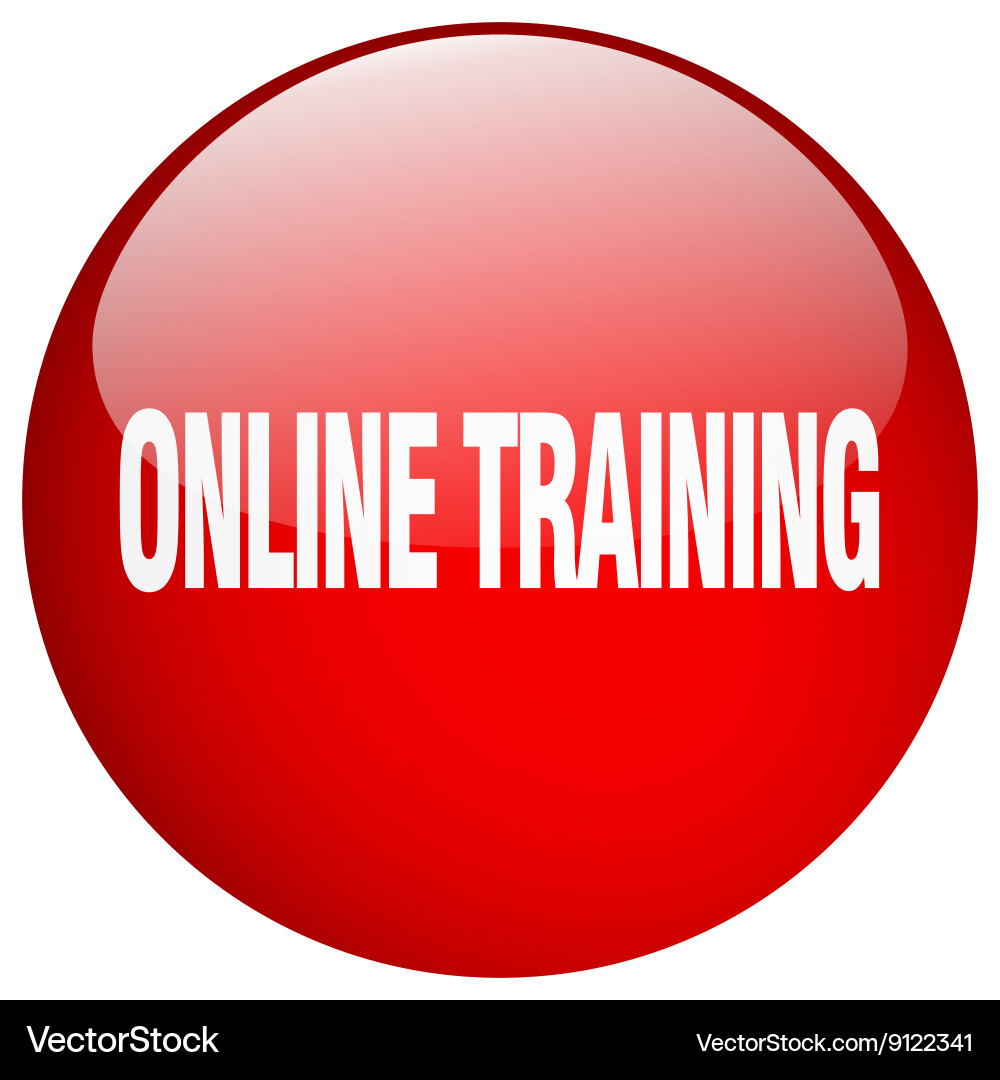 Online training red round gel isolated push button Vector Image
