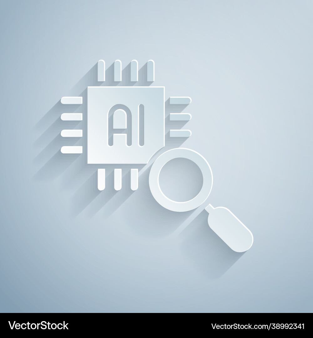 Paper cut computer processor with microcircuits Paper cut computer processor with microcircuits vector image