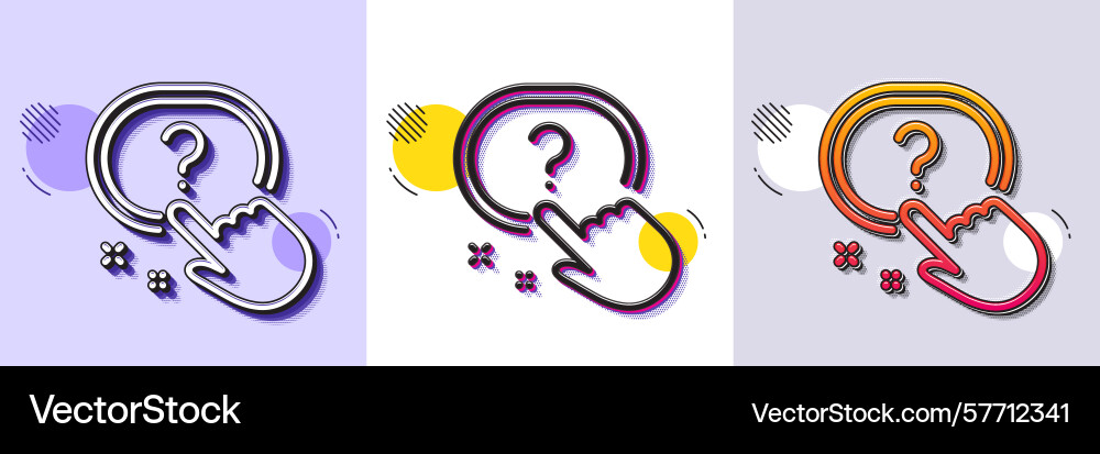 Question button line icon ask help sign halftone Vector Image