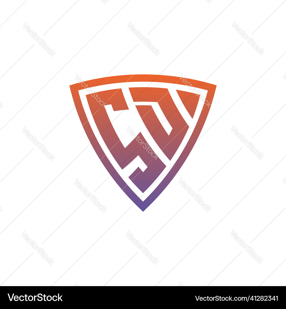 Sd logo shield monogram gradient style design Vector Image
