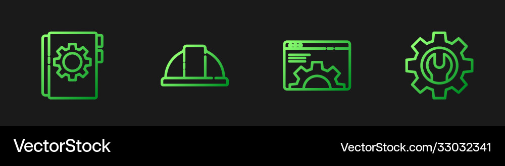 Set line browser setting user manual worker vector image