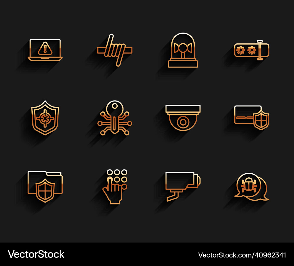 Set line document folder protection password Set line document folder protection password vector image