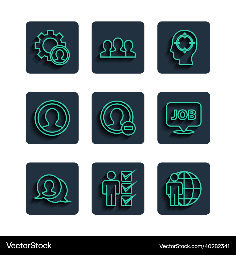 Set line speech bubble chat user of man vector image