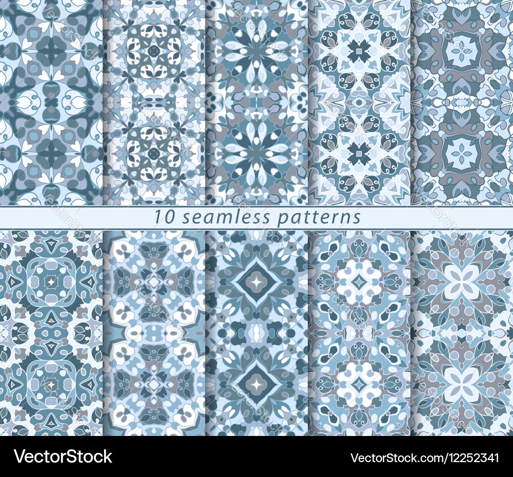 Set of ten seamless abstract patterns vector image
